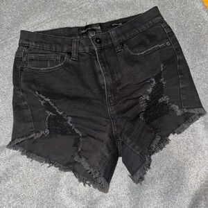 Kendall & Kylie Black Distressed Jean Shorts